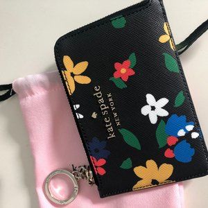 Kate Spade Card Holder- Black with Flowers